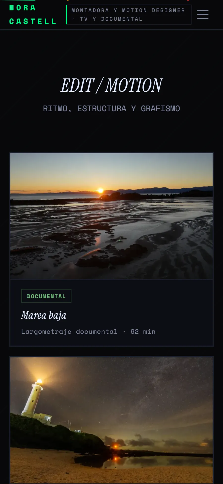 La misma web en un móvil.