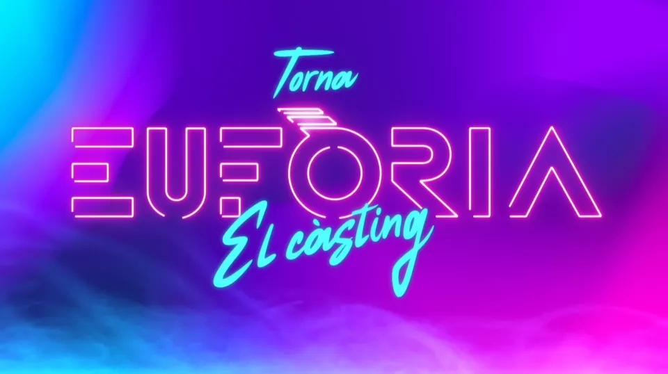 Anuncio de Torna EUFORIA El casting con letras de neón vibrantes.